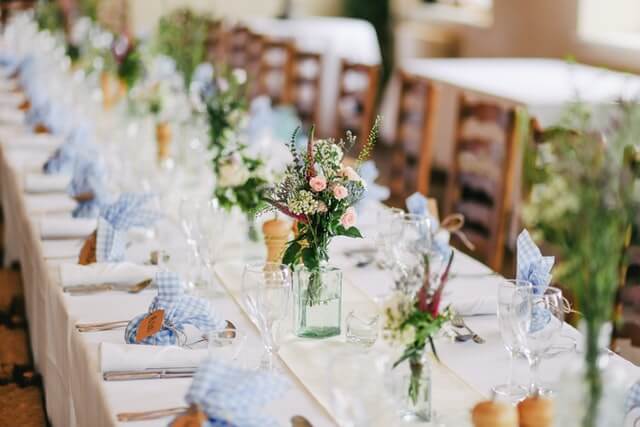 Table setting on a vegan wedding